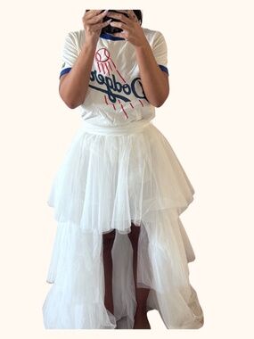 White Hi-Low Layered Tulle Skirt NWT
